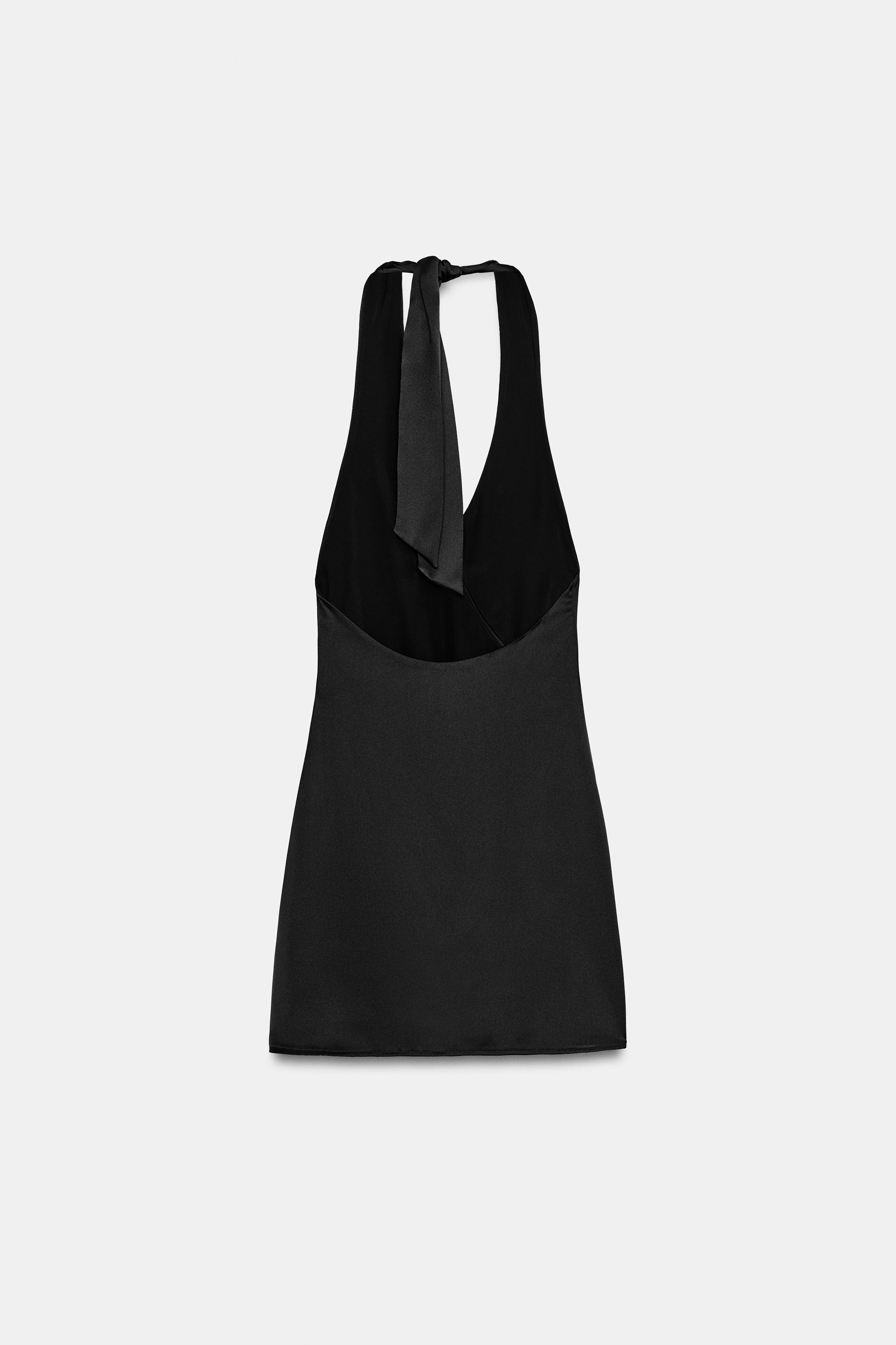 ROBE SATINÉE HALTER À POIS
